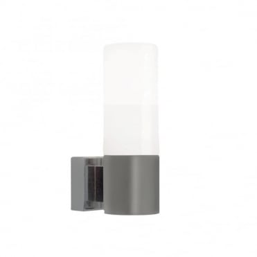 TANGENS - Bathroom Wall Light Brushed Steel and Frosted Glass