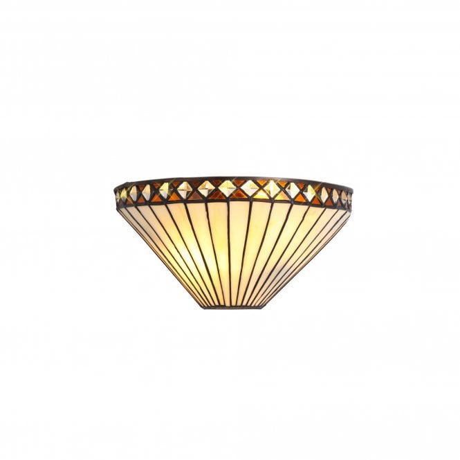 TANYA 2 Light Handcrafted Tiffany Glass Wall Ceiling Light Amber Cream