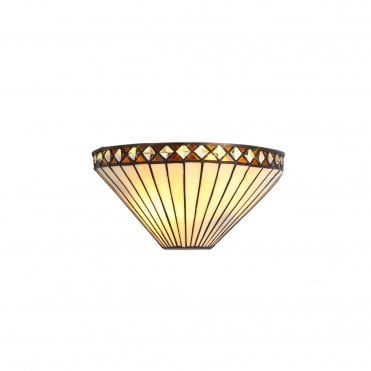 TANYA 2 Light Handcrafted Tiffany Glass Wall Ceiling Light Amber Cream