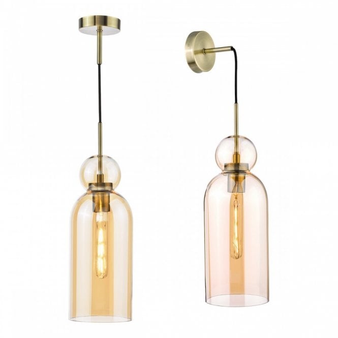 Tao Pendant / Wall Light - Brushed Bronze and Amber Glass