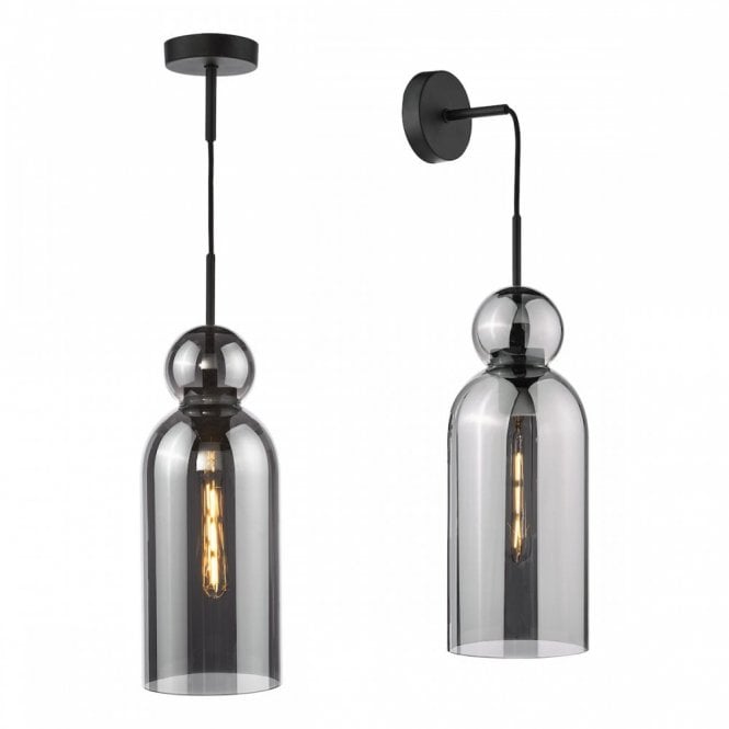 Tao Pendant / Wall Light - Matte Black and Smoked Glass