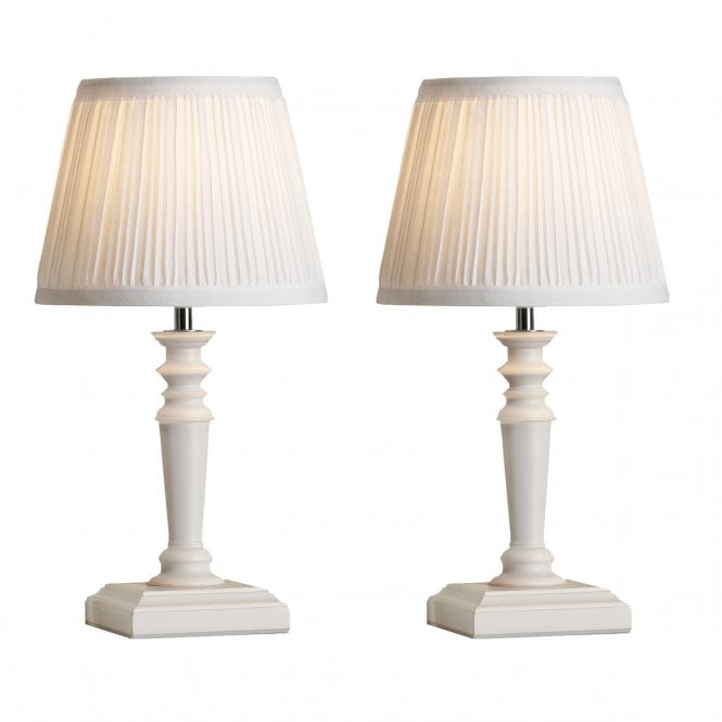 Tate Table Lamp - Distressed Wood with Pleated Shade (Twin Pack)