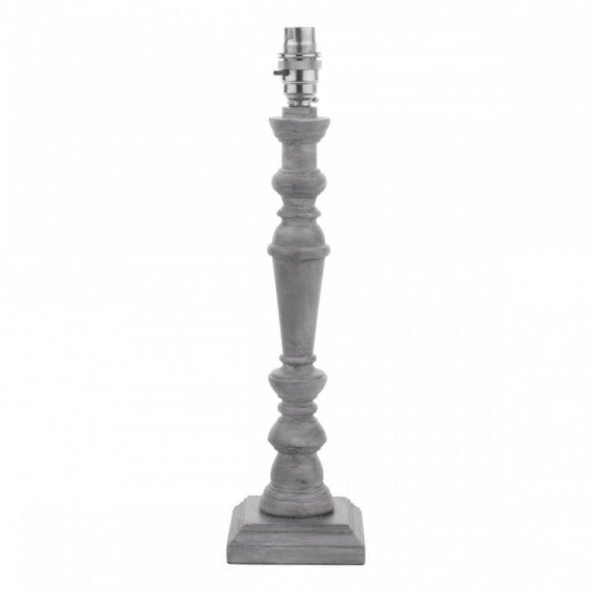 Tate Wooden Candlestick Table Lamp in Distressed Grey (Base Only)