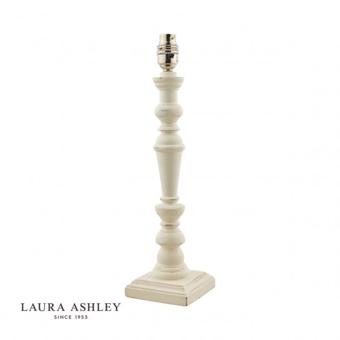 Tate Wooden Candlestick Table Lamp in Distressed Off-White (Base Only)