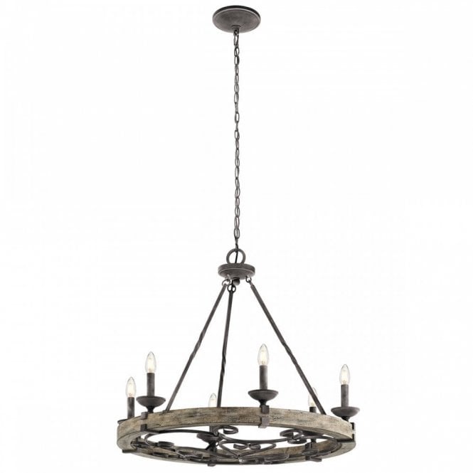 TAULBEE Rustic 6 Light Chandelier Weathered Zinc