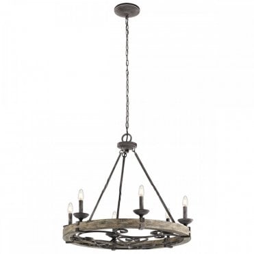 TAULBEE Rustic 6 Light Chandelier Weathered Zinc