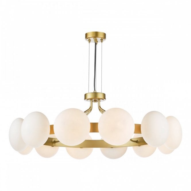Tauri 12 Light Pendant In Matte Gold and Opal Glass