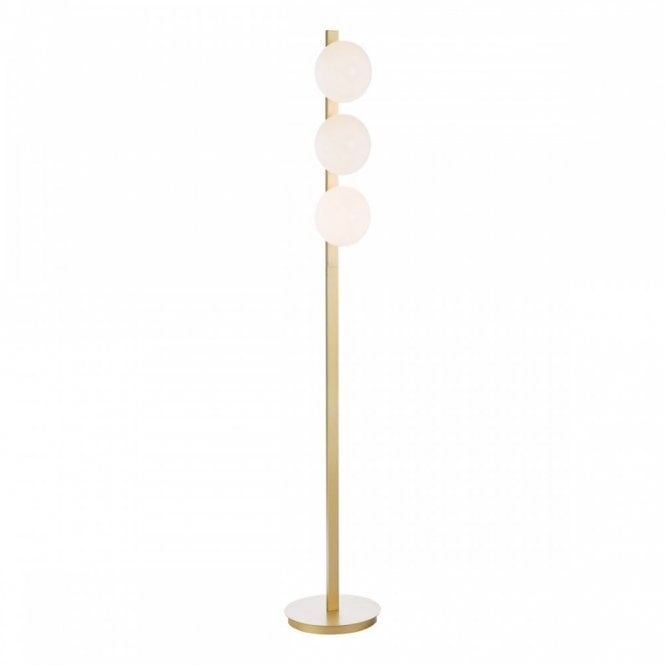 Tauri 3 Light Floor Lamp Matte Gold and Opal Glass