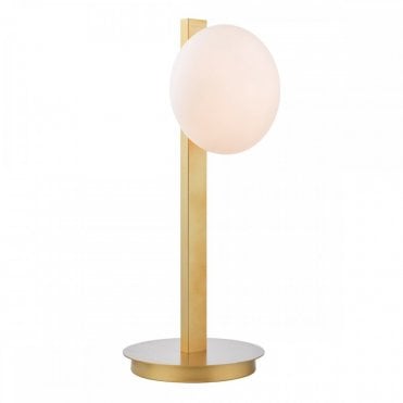 Tauri table lamp in matte gold with opal glass shade by The Lighting Book – modern decorative lighting for bedrooms and living rooms