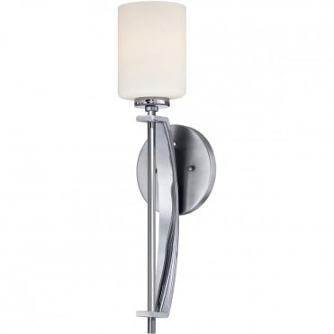 TAYLOR Large LED Bathroom Wall Light Polished Chrome Opal Glass Shade