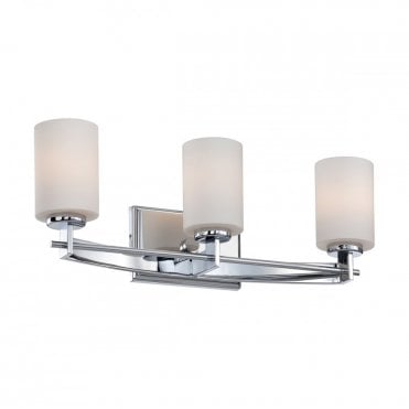 TAYLOR LED 3 Light Bathroom Wall Light Chrome Opal Glass Shades