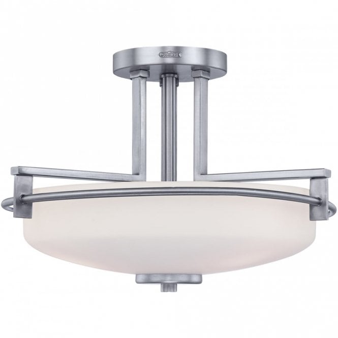TAYLOR LED 3 Light Semi Flush Chrome Opal Glass