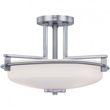 TAYLOR LED 3 Light Semi Flush Chrome Opal Glass