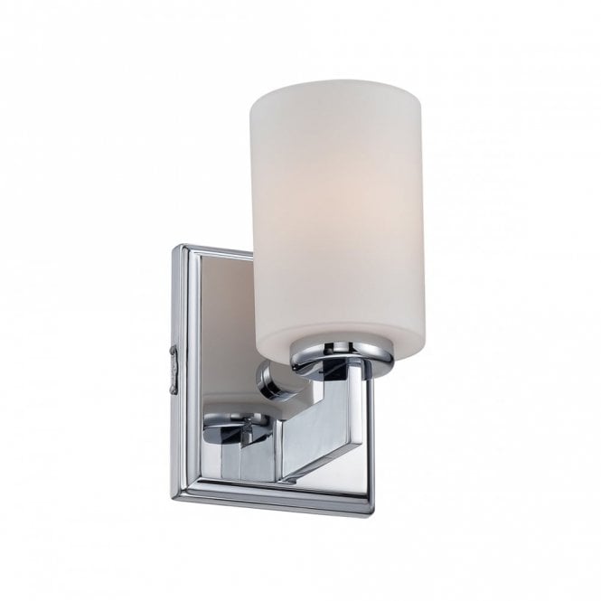 TAYLOR LED Bathroom Wall Light Polished Chrome Opal Glass Shade