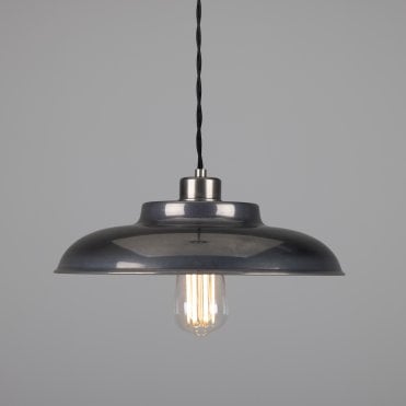 Minimalist Factory Ceiling Pendant In Antique Silver
