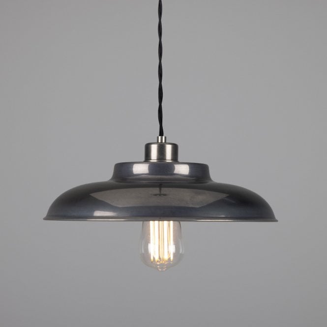 TELAL - Minimalist Factory Ceiling Pendant In Antique Silver