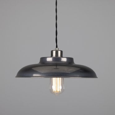 TELAL - Minimalist Factory Ceiling Pendant In Antique Silver
