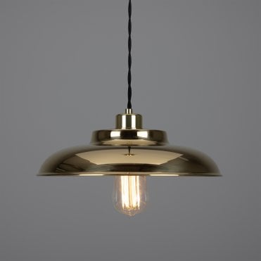 Minimalist Factory Ceiling Pendant In Polished Brass