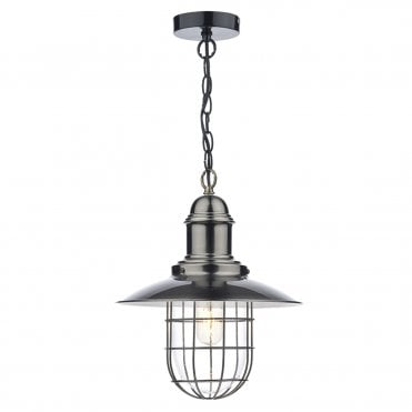 Single Retro Ceiling Pendant In Antique Chrome