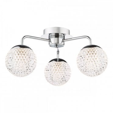 Teva 3 light semi-flush bathroom ceiling light in polished chrome with faceted acrylic shades by The Lighting Book – IP44 rated fitting for low ceilings