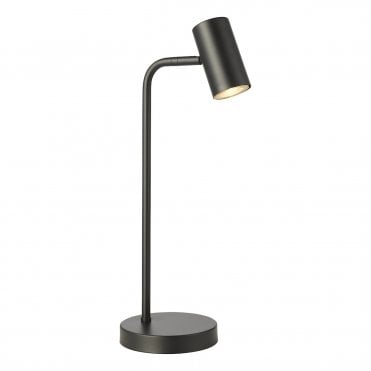a contemporary, sleek, black desk lamp