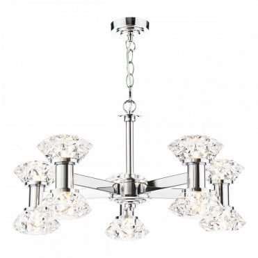 Tiana 10 light pendant in polished chrome with crystal effect shades by The Lighting Book – modern statement ceiling light