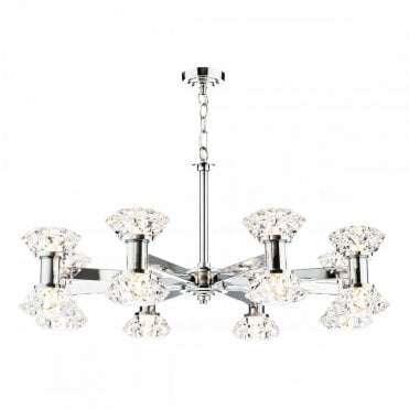 Tiana 16 light pendant in polished chrome with crystal effect shades by The Lighting Book – large modern chandelier for high ceilings