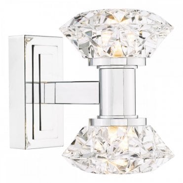 Tiana 2 light wall light in polished chrome with crystal effect shades by The Lighting Book – modern up and down wall sconce