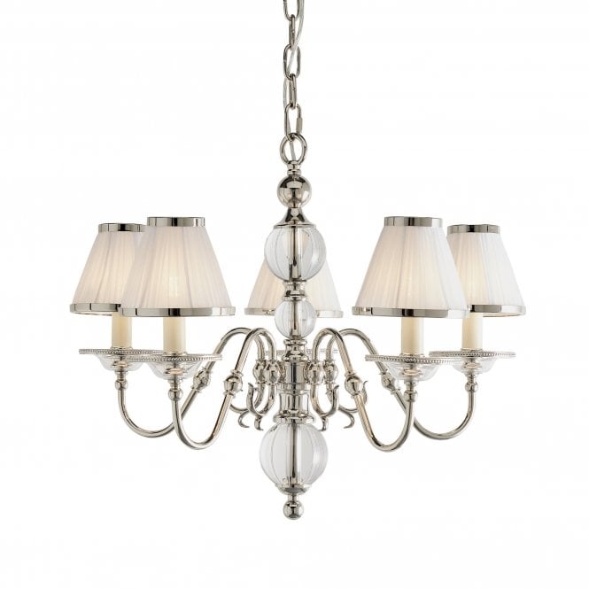 TILBURG Nickel 5Lt Pendant & White Shades