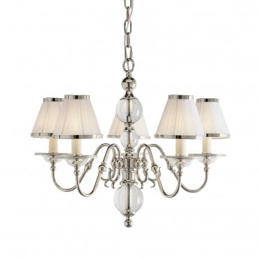 TILBURG Nickel 5Lt Pendant & White Shades