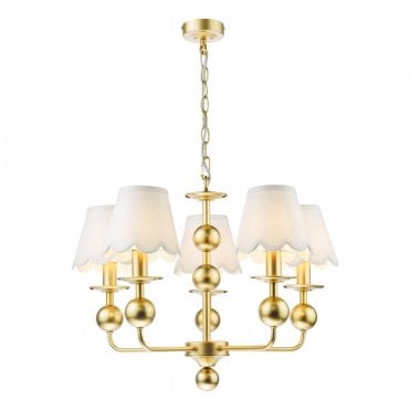 Tilda 5 light pendant in satin gold by The Lighting Book – modern ceiling light fitting only with adjustable height