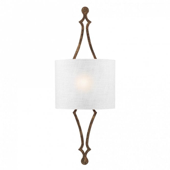 TILLING Wall Light Distressed Gold Leaf Semi Circle White Shade