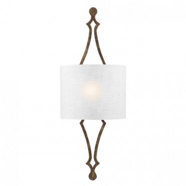 TILLING Wall Light Distressed Gold Leaf Semi Circle White Shade