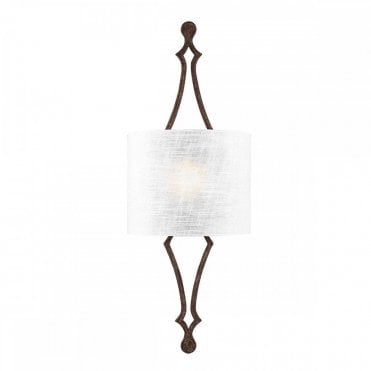 TILLING Wall Light Distressed Weathered Iron Semi Circle White Shade