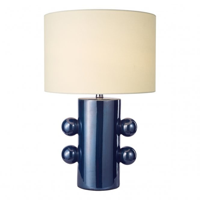 Tisha Table Lamp Blue and Polished Chrome with Shade