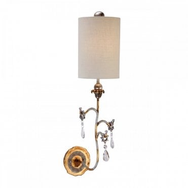 TIVOLI Single Wall Light Gold & Cream Patina with Crystal