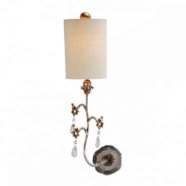 TIVOLI Single Wall Light Silver & Cream Patina with Crystal