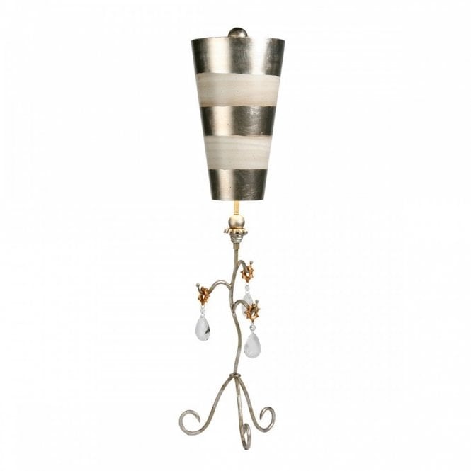 TIVOLI Table Lamp Silver & Cream Patina with Crystal Drops