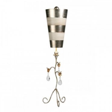 TIVOLI Table Lamp Silver & Cream Patina with Crystal Drops