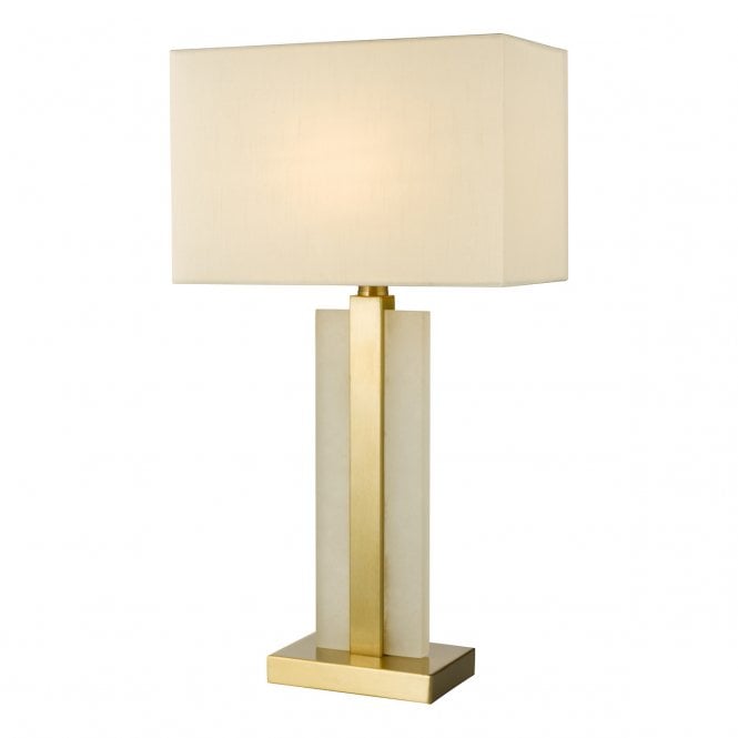 Tokori Table Lamp Alabaster and Brushed Gold with Shade
