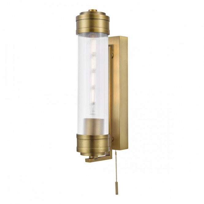 Tommaso Bathroom Wall Light - Antique Bronze & Ribbed Glass IP44