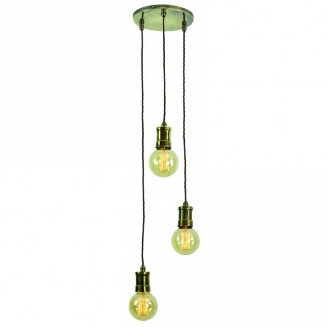TOMMY - 3 Light Cluster Antique Brass C/W Lb3 Bulbs