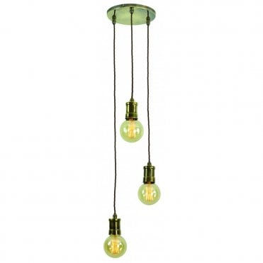 TOMMY - 3 Light Cluster Antique Brass C/W Lb3 Bulbs