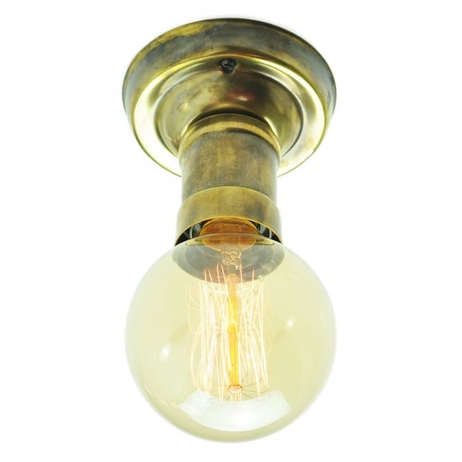 TOMMY - Flush Antique Brass C/W Lb3 Bulbs