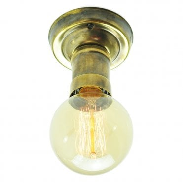 TOMMY - Flush Antique Brass C/W Lb3 Bulbs