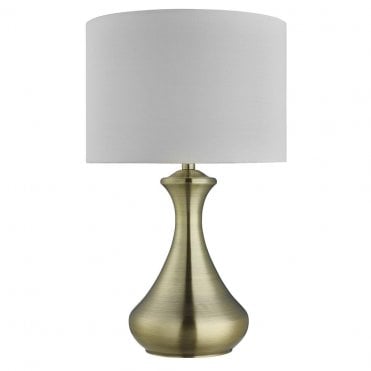 Brass touch lamp base with white shade