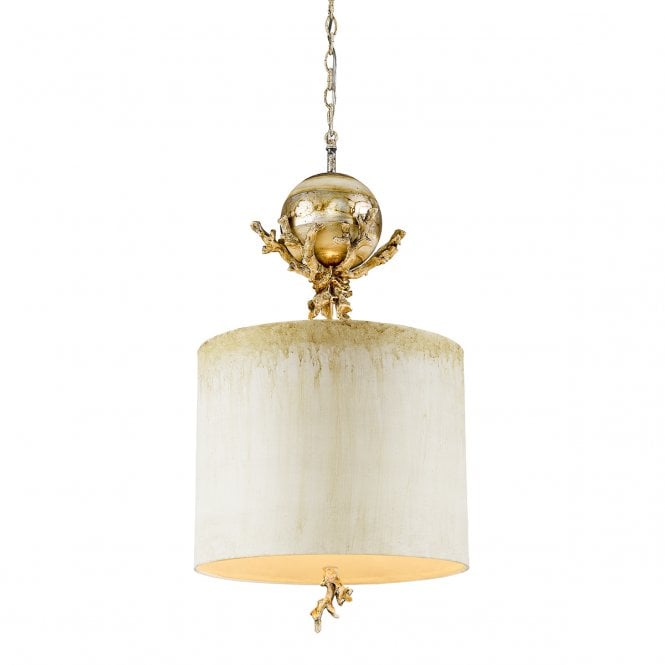 TRELLIS Ceiling Pendant Putty Patina & Silver Leaf Winter Trees