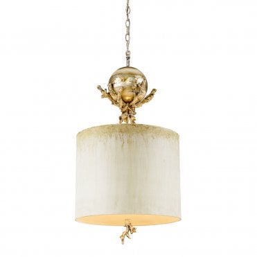 Ceiling Pendant Putty Patina & Silver Leaf Winter Trees