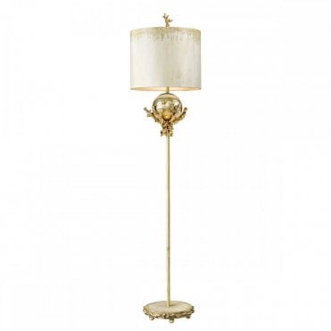 TRELLIS Floor Lamp Putty Patina & Silver Leaf Winter Trees