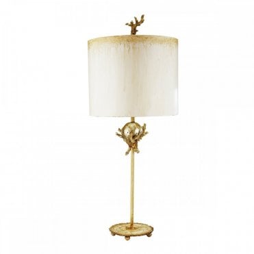 TRELLIS Table Lamp Putty Patina & Silver Leaf Winter Trees